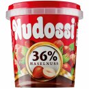 Nudossi Haselnuss Nougat Creme 3er Pack (3x200g Becher) + usy Block