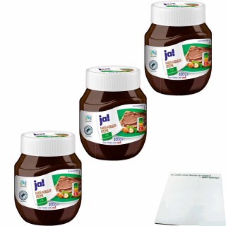 ja! Nuss Nougat Creme 3er Pack (3x400g Glas) + usy Block