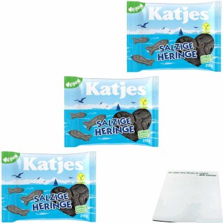 Katjes Salzige Heringe 3er Pack (3x210g Packung) + usy Block