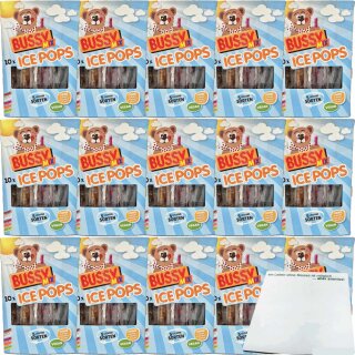 Bussy-Mix Schleckdrinks Ice Pops Wassereis mit 5 Sorten 15er Pack (150x40ml Packung) + usy Block MHD 28.02.2024 Sonderpreis