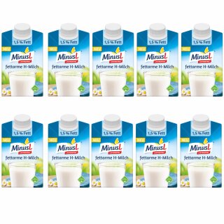 Minus L Fettarme H-Milch laktosefrei 1,5% Fett VPE (10x500ml Packung)