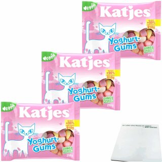 Katjes Yoghurt Gums 3er Pack (3x210g Packung) + usy Block