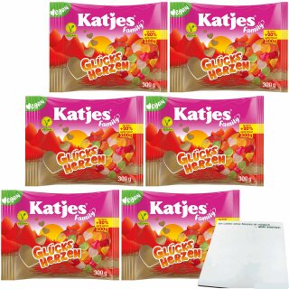 Katjes Family Glücksherzen Fruchtgummi 6er Pack (6x300g Beutel) + usy Block