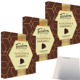 Feodora Pralinen Auslese Marzipan & Karamell 3er Pack (3x125g Schachtel) + usy Block