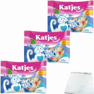 Katjes Family Milchkater Schaumzucker 3er Pack (3x300g Beutel) + usy Block