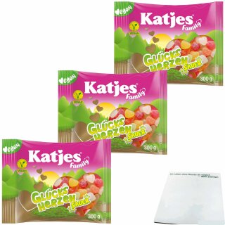Katjes Family Glücksherzen Sauer 3er Pack (3x300g Beutel) + usy Block