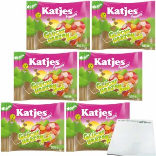 Katjes Family Glücksherzen Sauer 6er Pack (6x300g Beutel) + usy Block