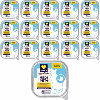 Edeka Herzstücke Medi Pet + Cat Schonkost Huhn pur (16x100g Schale) VPE