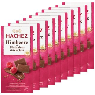 Hachez Schokolade Himbeere mit Pistazie VPE (10x90g Tafel)