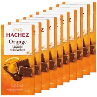 Hachez Schokolade Orange mit Mandel VPE (10x90g Tafel)