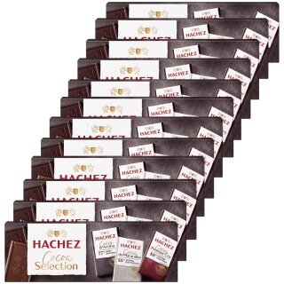 Hachez Schokolade Cocoa Täfelchen Mix VPE (12x75g Tafel)