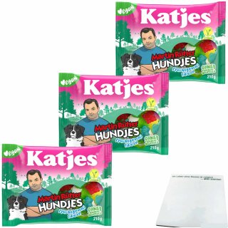 Katjes Martin Rütter Hundjes Fruchtgummi 3er Pack (3x210g Beutel) + usy Block