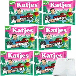 Katjes Martin Rütter Hundjes Fruchtgummi 6er Pack (6x210g Beutel) + usy Block