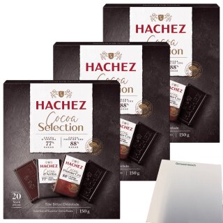 Hachez Schokolade Cocoa Selection Täfelchen Mix 3er Pack (3x150g Schachtel) + usy Block