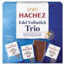 Hachez Schokolade Täfelchen Edel Vollmilch Trio 3er Pack (3x150g Schachtel) + usy Block