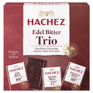 Hachez Schokolade Täfelchen Edel Bitter Trio (150g Schachtel)