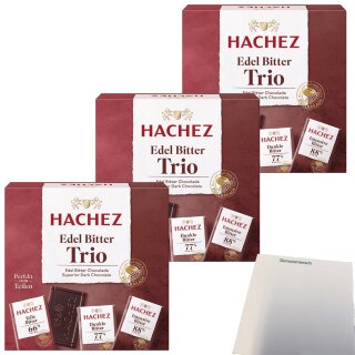 Hachez Schokolade Täfelchen Edel Bitter Trio 3er Pack (3x150g Schachtel) + usy Block