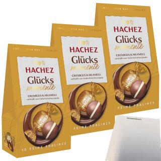 Hachez Schokolade Glücksmomente Karamell 3er Pack (3x112g Packung) + usy Block