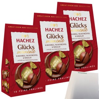 Hachez Schokolade Glücksmomente Mix 3er Pack (3x112g Packung) + usy Block