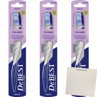 Dr Best Professional Zahnbürste Polimed Weich 3er Pack (3 Stck) + usy Block