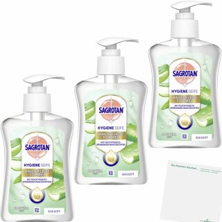 Sagrotan Handseife Aloe Vera Flüssigseife 3er Pack (3x250ml Spender) + usy Block