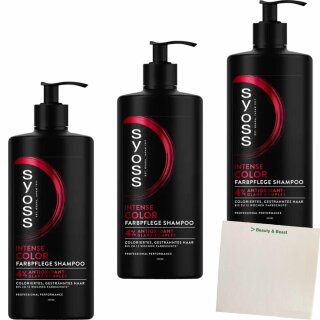 Syoss Intense Color Farbpflege Shampoo für coloriertes gesträhntes Haar 3er Pack (3x440ml Flasche) + usy Block