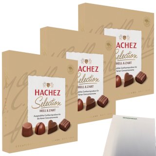 Hachez Schokolade Selection Hell & Zart 3er Pack (3x125g Packung) + usy Block