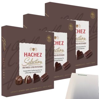 Hachez Schokolade Selection Dunkel & Intensiv 3er Pack (3x125g Packung) + usy Block