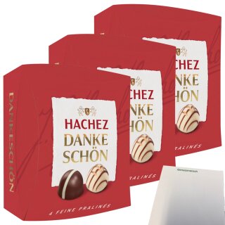 Hachez Schokolade Pralinenmischung Dankeschön 3er Pack (3x40g Packung) + usy Block