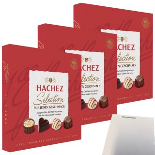 Hachez Schokolade Pralinenmischung Exquisite 3er Pack (3x200g Packung) + usy Block