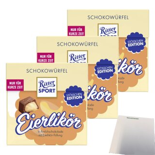 Ritter Sport Schokowürfel Eierlikör 3er Pack (3x176g Packung) + usy Block