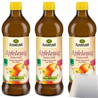 Alnatura Apfelessig 3er Pack (3x500ml Flasche) + usy Block