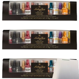 A.Berg Schokolade mit Liqueurs 3er Pack (3x219g Packung) + usy Block