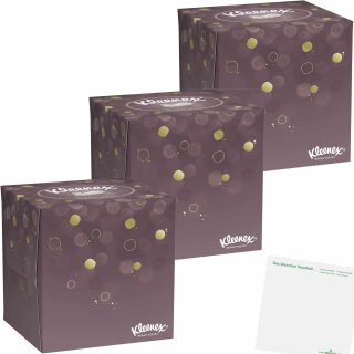 Kleenex Ultra Soft Kosmetik Tücher Würfel 3er Pack (3x48 Stück) + usy Block