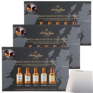 A.Berg Schokolade Whisky Flaschen 3er Pack (3x230g Packung) + usy Block