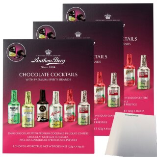A.Berg Schokolade mit Cocktails 3er Pack (3x125g Packung) + usy Block