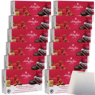 A.Berg Schokolade Himbeere in Orangenlikör VPE (12x220g Packung) + usy Block