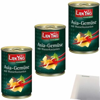 Lien Ying Asia-Gemüse mit Wasserkastanien 3er Pack (3x400g Dose) + usy Block