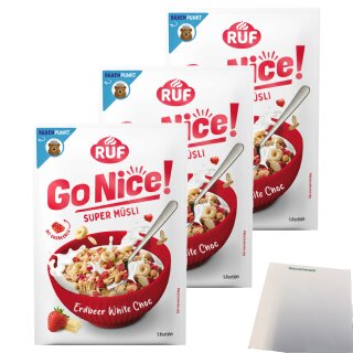 RUF GoNice Erdbeer White Choco 3er Pack (3x50g Packung) + usy Block