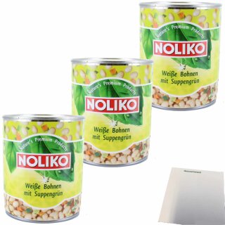 Weisse Bohnen mit Suppengrün 3er Pack (3x850ml Dose) + usy Block