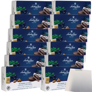 A.Berg Schokolade Heidelbeere in Wodka VPE (12x220g Packung) + usy Block