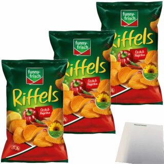 Funny-Frisch Riffels Chili & Paprika 3er Pack (3x150g Beutel) + usy Block