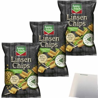Funny Frisch Linsenchips Sour Cream Style 3er Pack (3x90g Packung) + usy Block