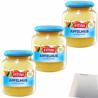 Fitini Apfelmus 3er Pack (3x370ml Glas) + usy Block