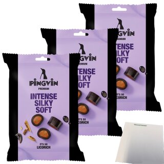 Toms Pingvin Lakritz Intense Silky Soft 3er Pack (3x90g Packung) + usy Block