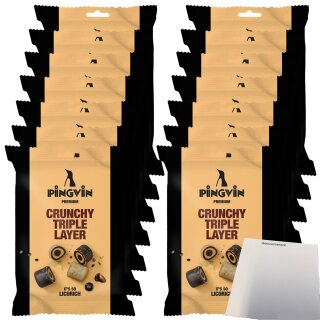 Toms Pingvin Lakritz Crunchy Triple Layer VPE (14x90g Packung) + usy Block