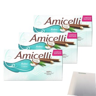 Amicelli Kokoscreme 3er Pack (3x200g Packung) + usy Block