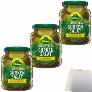 Kühne Dänischer Gurkensalat 3er Pack (3x330g Glas) + usy Block