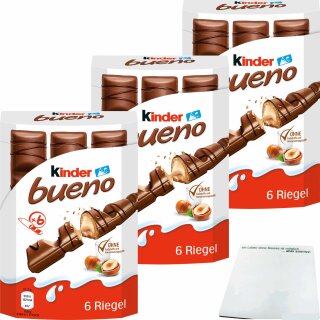 Kinder Bueno 6Stk 3er Pack (3x129g Packung) + usy Block
