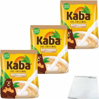 Kaba Butterkeks Getränkepulver 3er Pack (3x400g Packung) + usy Block